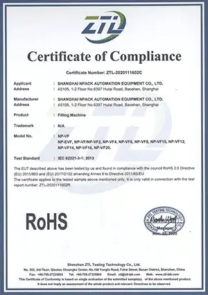 RoHS Certificate-Filling Machine
